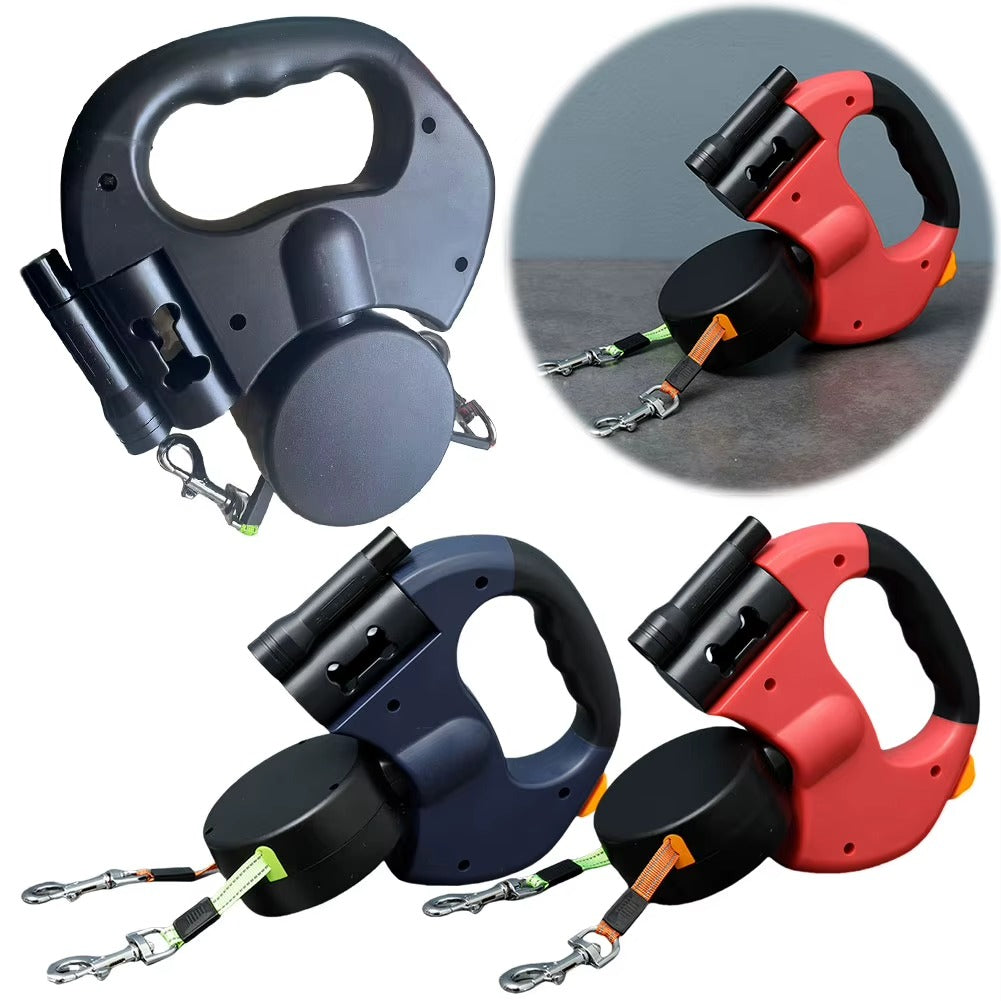 Double Headed Dog Leash Traction Rope with LED Light