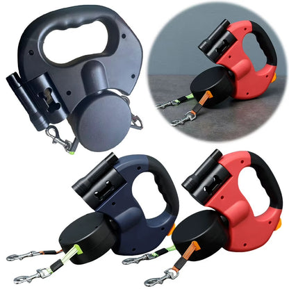 Double Headed Dog Leash Traction Rope with LED Light